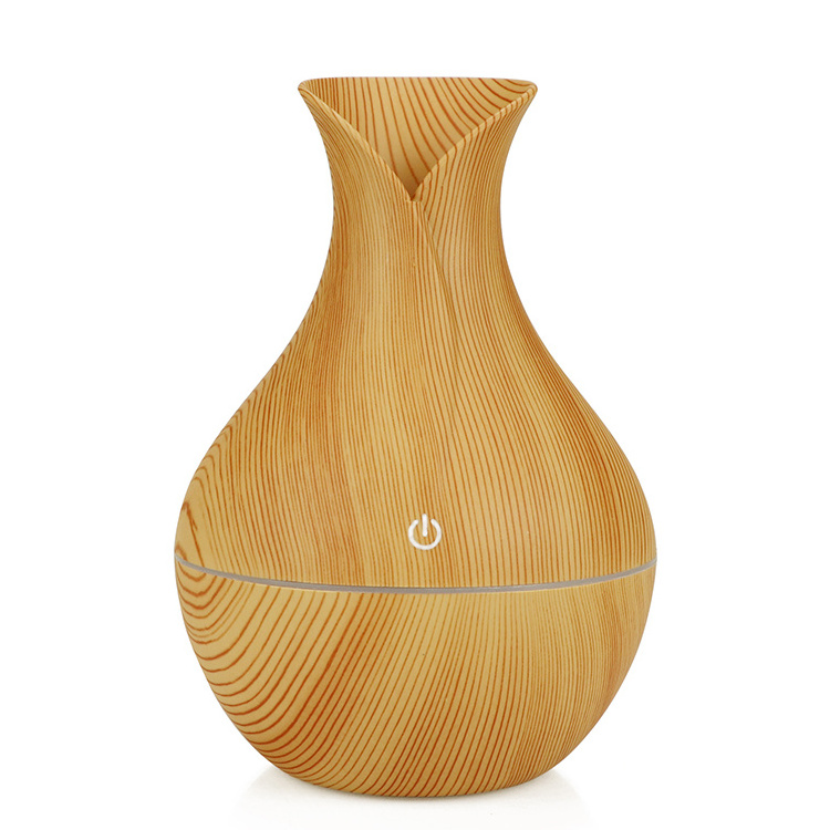 Flower Vast Shaped Ultrasonic Aroma Diffuser 3 Colors Wooden Grain Aromatherapy Diffuser 130 ml Air Humidifier