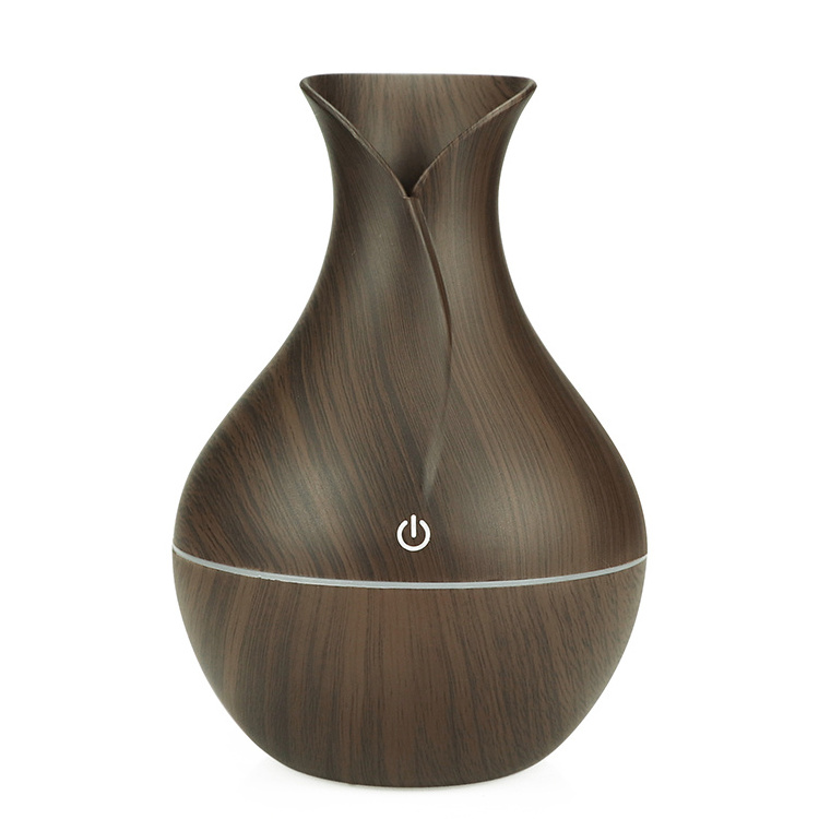 Flower Vast Shaped Ultrasonic Aroma Diffuser 3 Colors Wooden Grain Aromatherapy Diffuser 130 ml Air Humidifier