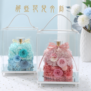 2023 New Product Eternal Preserved Rose/Austin/Hydrangea In Perfume Bottle Shape Flower Gift Box