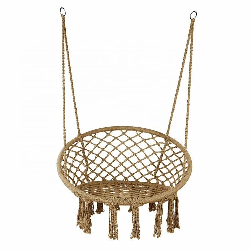 Round Bohemian Ceiling Swing Chair , Netting Hanging Hammock Chair Indoor For Bedroom macrame swing chair