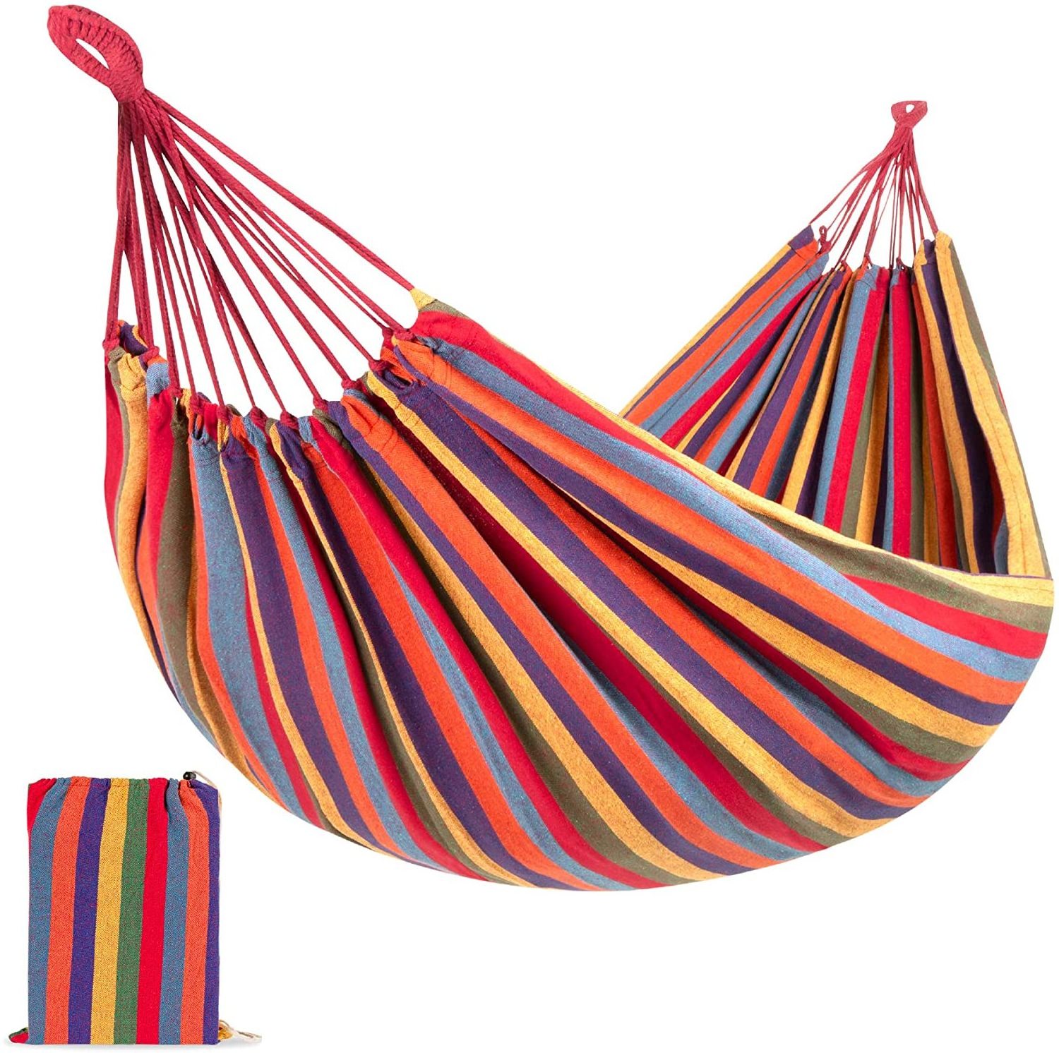 Double Hammock Hanging Chair Swing Macrame Hammock with Carry Bag for Outdoor/ Garden/ Backyard/ Park /Travel