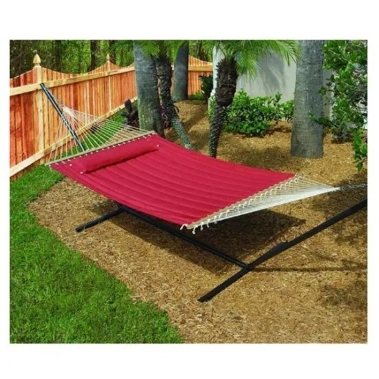 Camping Cotton Canvas 2 perdon Hammock  Beach Swing Bed with Spreader Bar