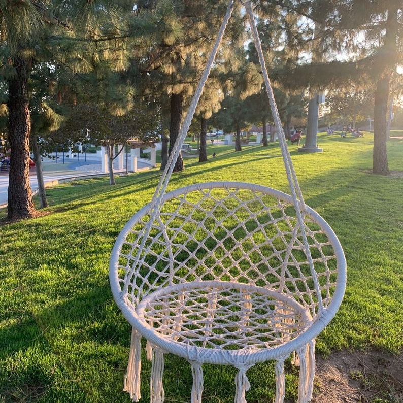 Macrame Swing Cotton Rope Hammock Chair Garden Swing Chair Macrame Large Swing Chair