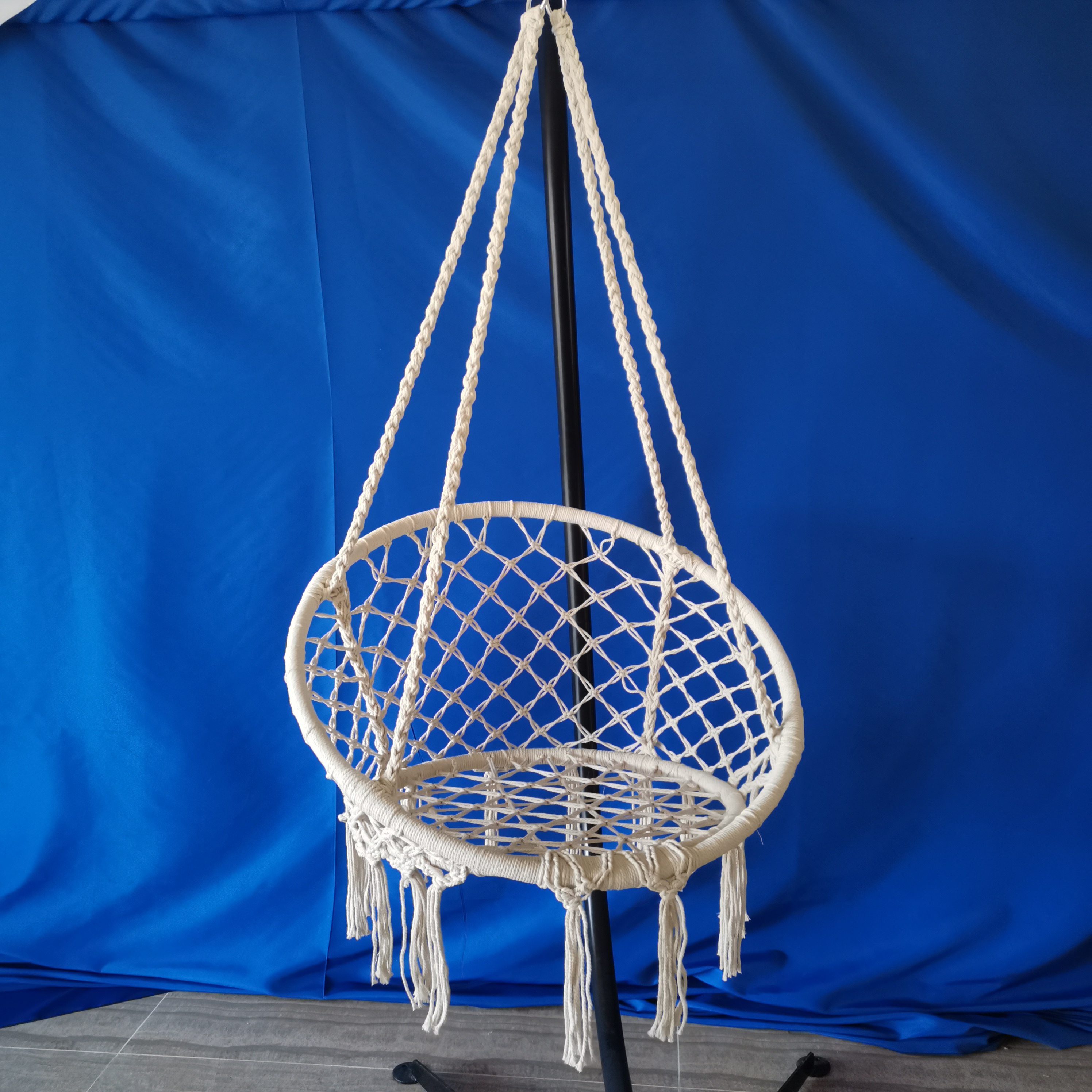 Macrame Swing Cotton Rope Hammock Chair Hanging Indoor Macrame Swing Chair Cushion