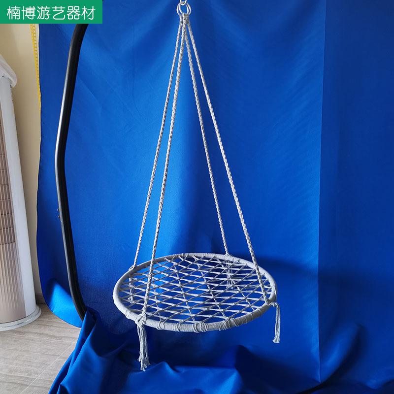 macrame  Swing Chair Grey Hanging Swing Chair Single Circle Macrame Swing Chair for Outdoor Leisure