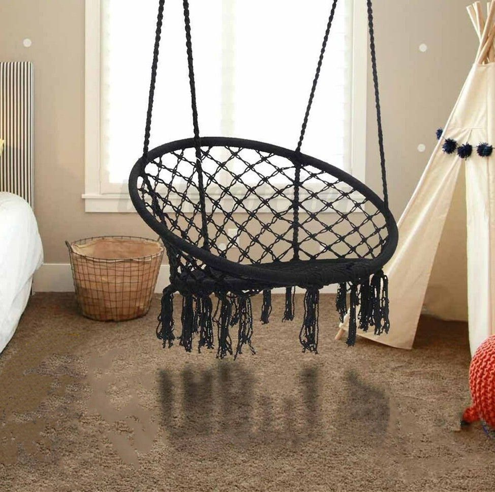 High Quality Low price Indoor and Outdoor Macrame Hanging Cotton Rope Hammock  Swing Chair