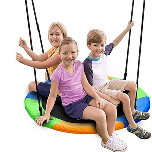 Saucer Tree Swing Large Rope Swing with Children Nest Swing Platform Bonus Carabiner for Hanging Rope Outdoor