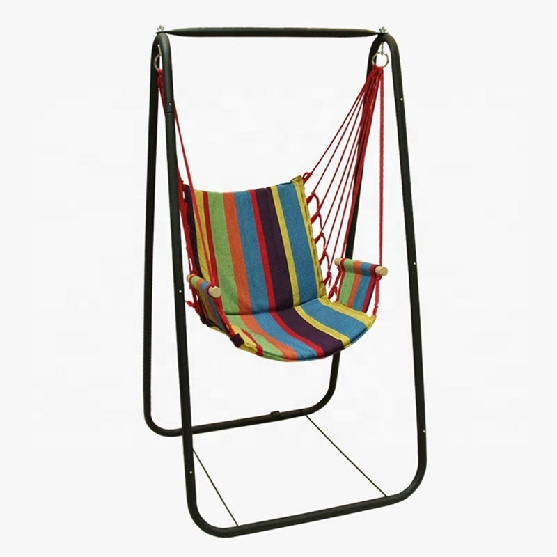 outdoor garden swing bed, rope hanging swing chair, outdoor round swing with stand and pillow