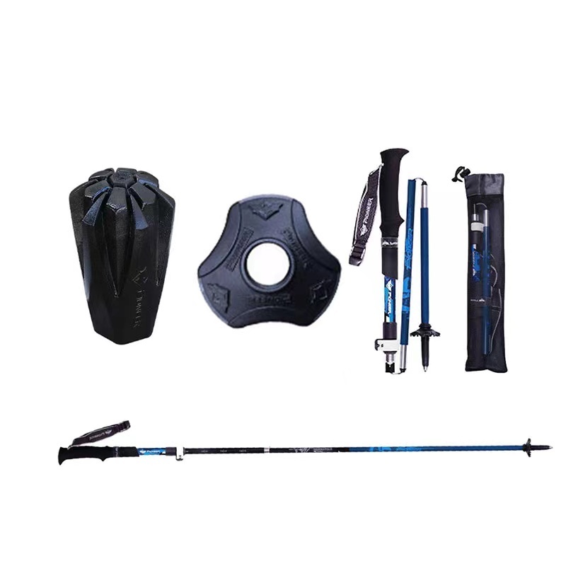 Folding 230g Ultralight Quick Lock Trekking Poles Carbon Fiber Walking Stick Climbing Stick