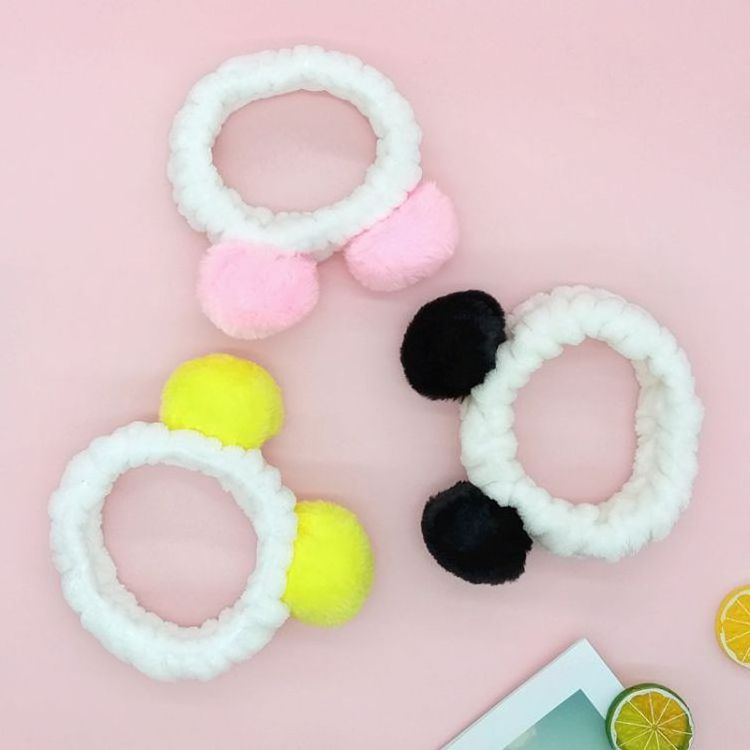 cartoon candy color flannel wide headband lady skincare hairband  cute hair bands  brim headband hair band spa panda headband