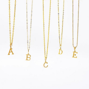 Pure 18K Gold Tiny Initial Necklace Fine Minimalist Jewelry Au750 Dainty Letter Necklace for Children Kids