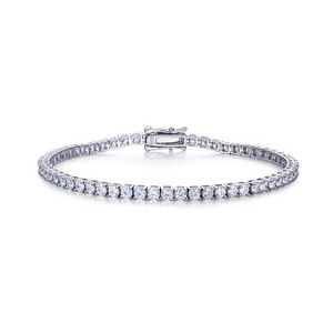 White Diamond Prong Set Tennis Bracelet Sterling Silver 925 Plated with Platinum 950 White Gold