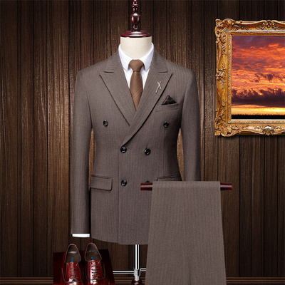 RTS wholesale high quality business suits  double breasted men suit pants casual groom wedding three piece suits  for men