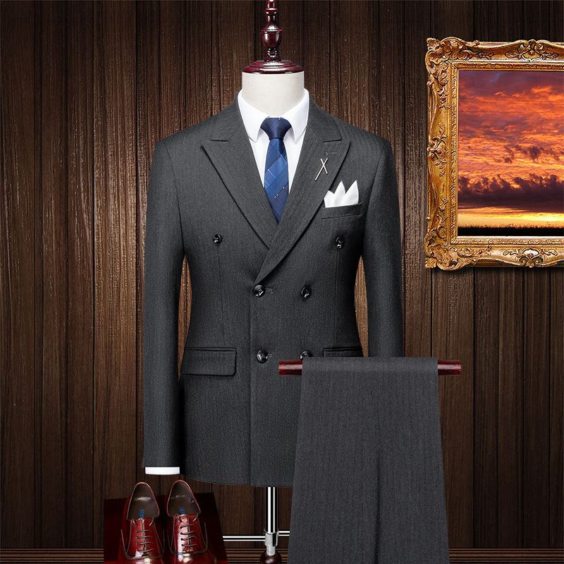 RTS wholesale high quality business suits  double breasted men suit pants casual groom wedding three piece suits  for men