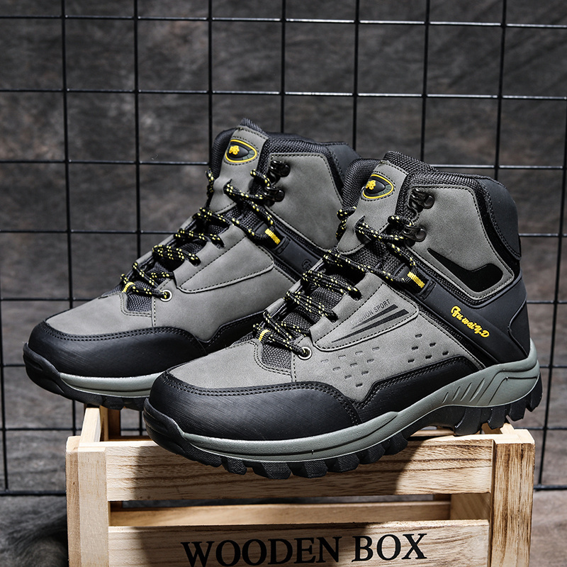 High-top Leather Hiking Shoes Men Outdoor High Quality Trekking Casual Sneakers Men Non-slip Sport Walking Boots 39-47