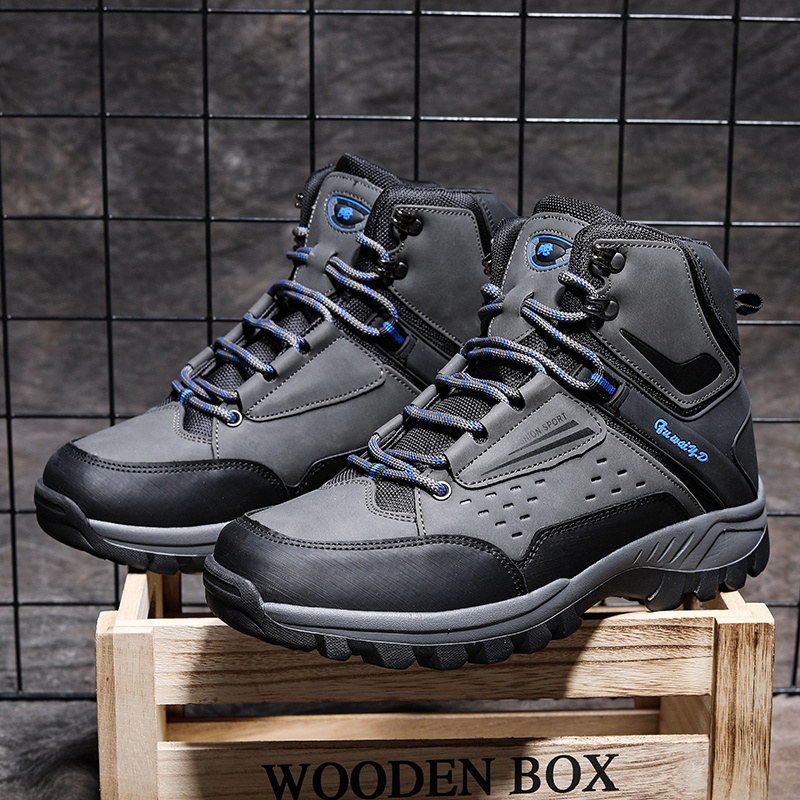 High-top Leather Hiking Shoes Men Outdoor High Quality Trekking Casual Sneakers Men Non-slip Sport Walking Boots 39-47