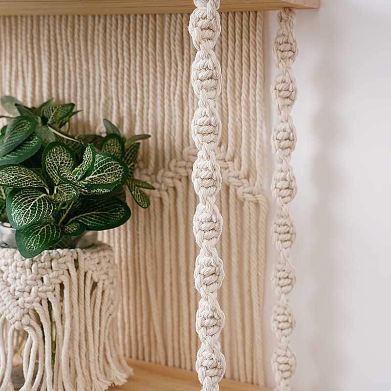 2 Tier Woven Macrame Wall Hanging Shelf Rope Plant Hanger for Home Decor Macrame shelf Boho