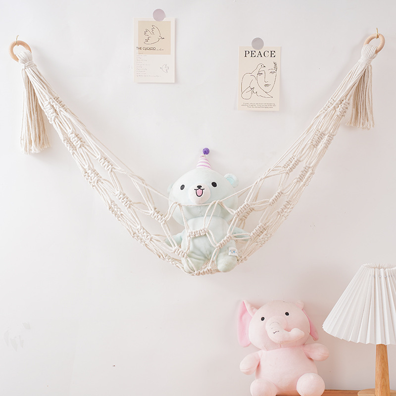 Toy Hammock Macrame Shelf Macrame Holder Storage Display Boho Nursery Decor Playroom Bedroom Kids Room  Wall Hanging