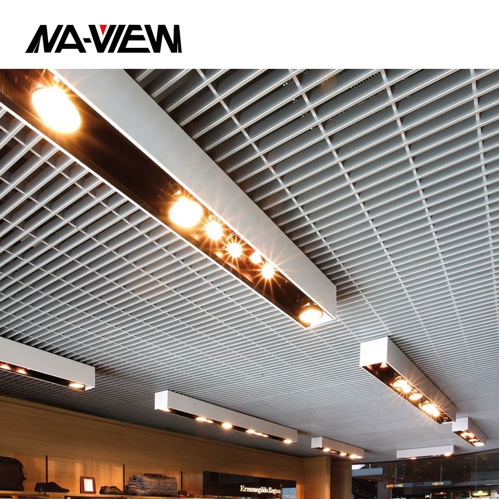 4x8 open cell ceiling aluminum wood grain grid ceiling tile veneer panels