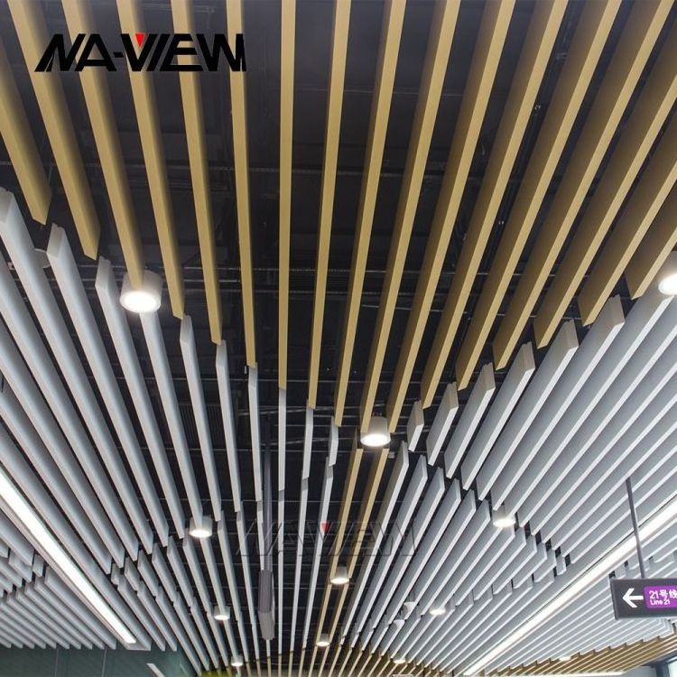 Hot Sale Decoration Wood Colour Grain Finish Aluminum Baffle Ceiling Aluminium Linear Profile Strip Ceiling For Shopping Mall