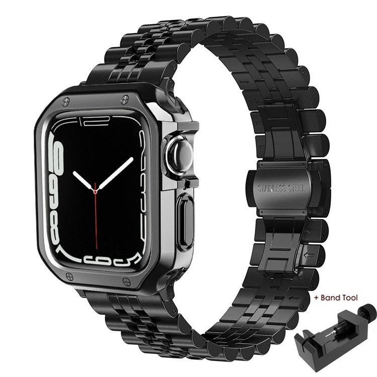 Stainless steel watch band and tpu case for apple watch ultra se series 9 8 7 6 5 4 3 2 1