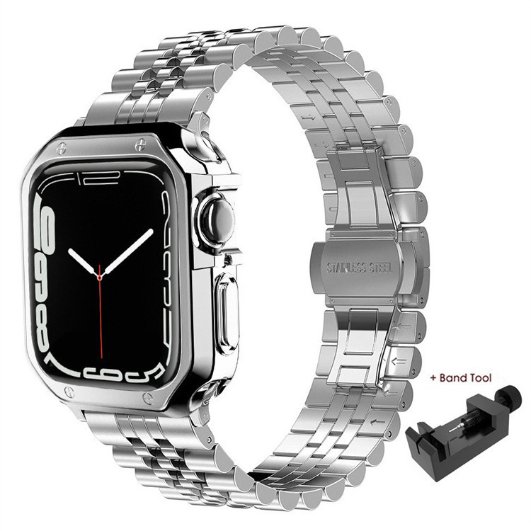 Stainless steel watch band and tpu case for apple watch ultra se series 9 8 7 6 5 4 3 2 1