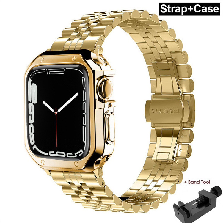 Stainless steel watch band and tpu case for apple watch ultra se series 9 8 7 6 5 4 3 2 1