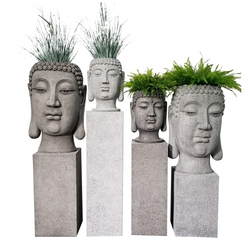 EExtra Large Buddha Head Sculpture Plant Pot Fiberglass Planter for Indoor Outdoor Decoration Carton Decorative Modern Support