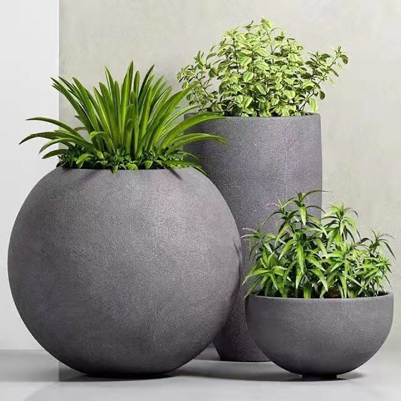 Customized Sphere Flower Pot Planters Outdoor Fiber Clay Pots High Quality Fiberglass Used with Flower/green Plant CLASSIC