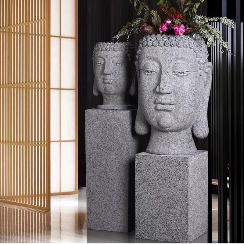 EExtra Large Buddha Head Sculpture Plant Pot Fiberglass Planter for Indoor Outdoor Decoration Carton Decorative Modern Support