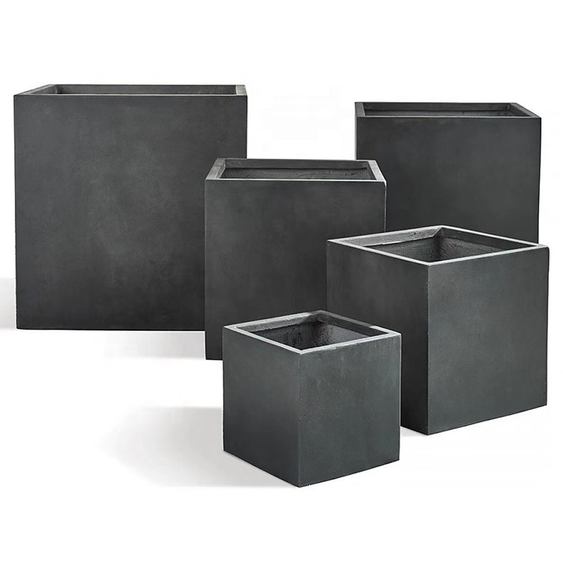 Hot Sale Large Square Fiberglass Flower Pots Garden Plant Box Outdoor Fiber clay Pots