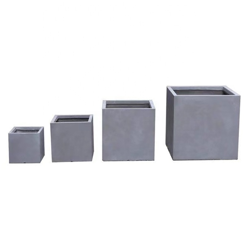 Hot Sale Large Square Fiberglass Flower Pots Garden Plant Box Outdoor Fiber clay Pots