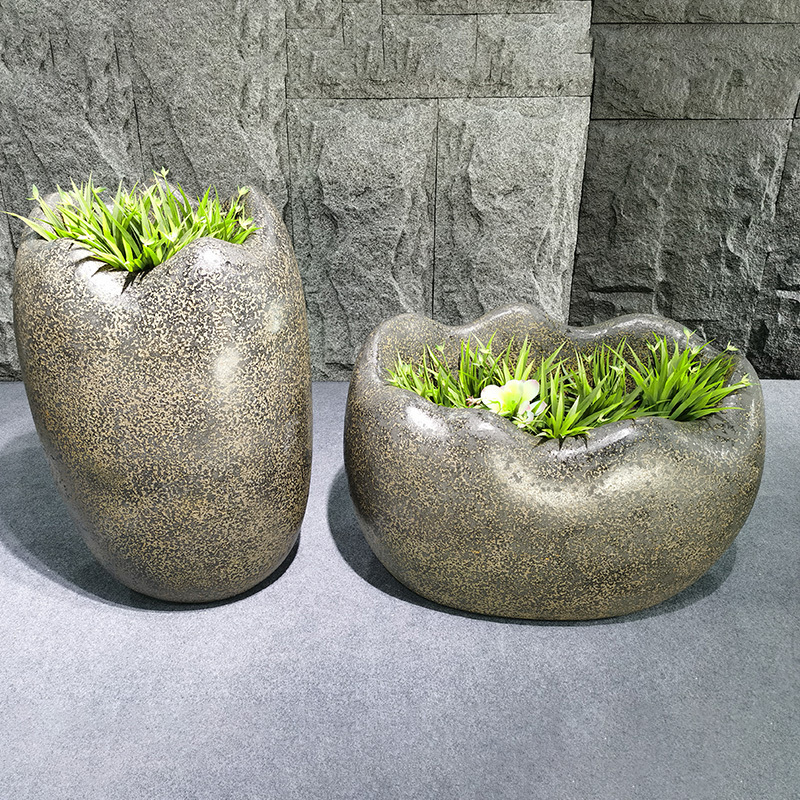 Nordic Garden Country-Style Indoor/Outdoor Fiberglass Planter Floor Shopping Mall Suitable Flower Pot Nursery Decorative