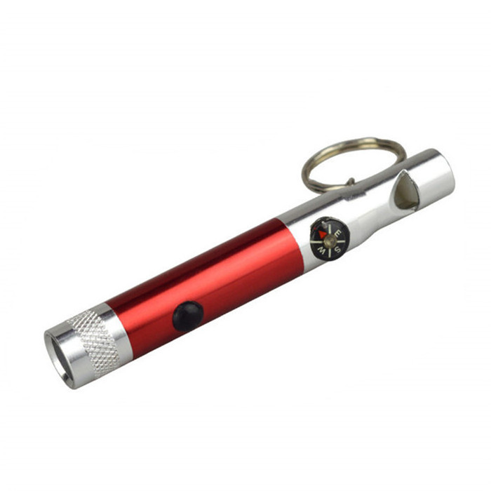 Portable 3 In 1 mini LED Keychain Flashlight Outdoor Best Survival keyring Whistle with compass