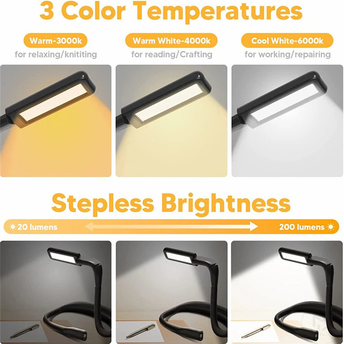 Flexible Led Book Light Eye-friendly LED Book light USB Rechargeable Portable LED Neck Reading Book Light for fishing Reading