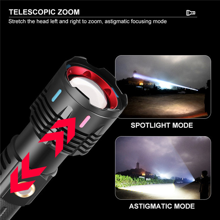 Tactical LEP Bulb 30w White Laser Bright Flashlight Outdoor Long-range USB-C Rechargeable Powerful LED Torch Flashlight