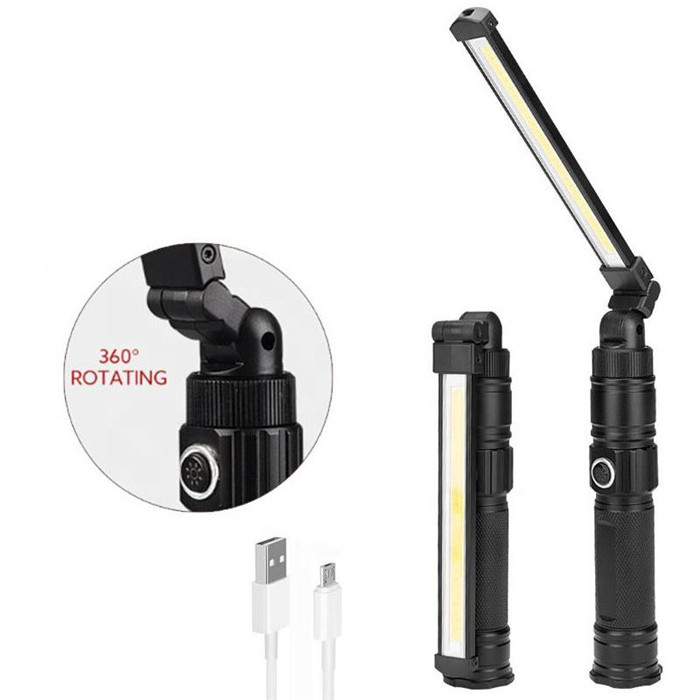 Powerful Car Mechanic Work Light Rechargeable Magnetic Slim LED Work Light With 360 Degree Rotation flexible COB Work Light