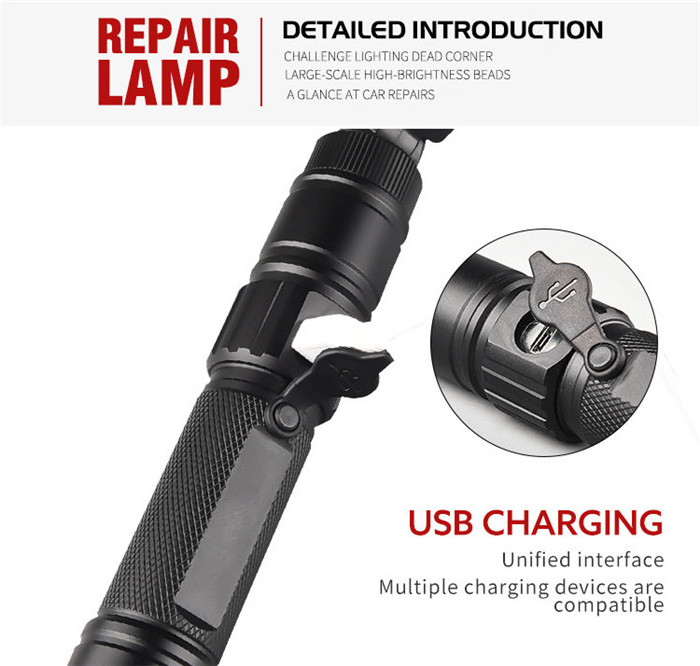 Powerful Car Mechanic Work Light Rechargeable Magnetic Slim LED Work Light With 360 Degree Rotation flexible COB Work Light