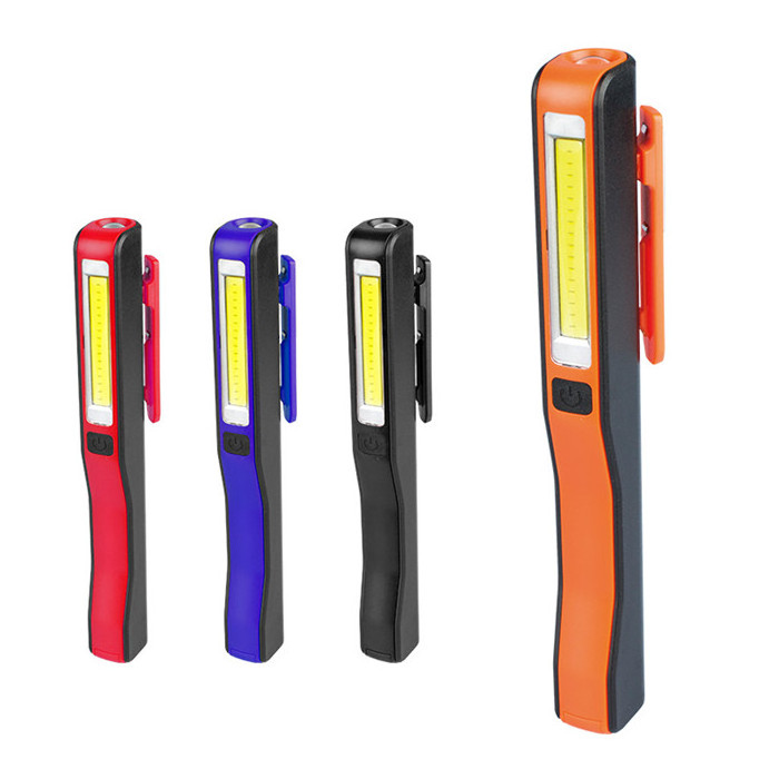 Portable 3W COB LED Handheld Torch flashlight Battery Powered Magnetic pocket Pen Clip Work Light