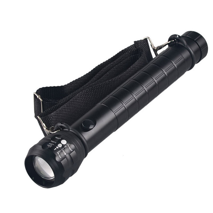 High Power Metal 3Watt LED Torch Outdoor Heavy Duty Torch Zoom D Cell Size Flashlight With Nylon Strap and Compass