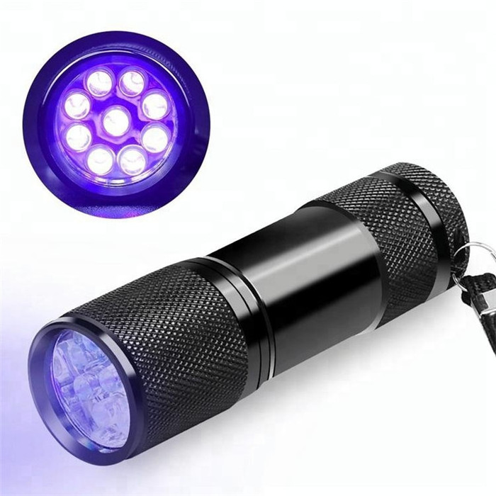 Handheld Ultra Violet 9 LED Flashlight Blacklight Light 395 nM Inspection Lamp Torch for scorpion Detector