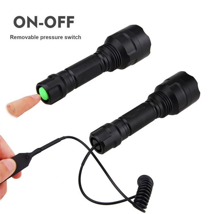 High Power T6 Rechargeable Hunting led torch light Waterproof Tactical Led Flashlight Set With Charger and Pressure Switch