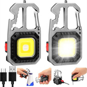 Rechargeable Mini COB Keychain Light Multi-function Window Breaker LED flashlight Portable Keychain Bottle Opener COB Work lamp