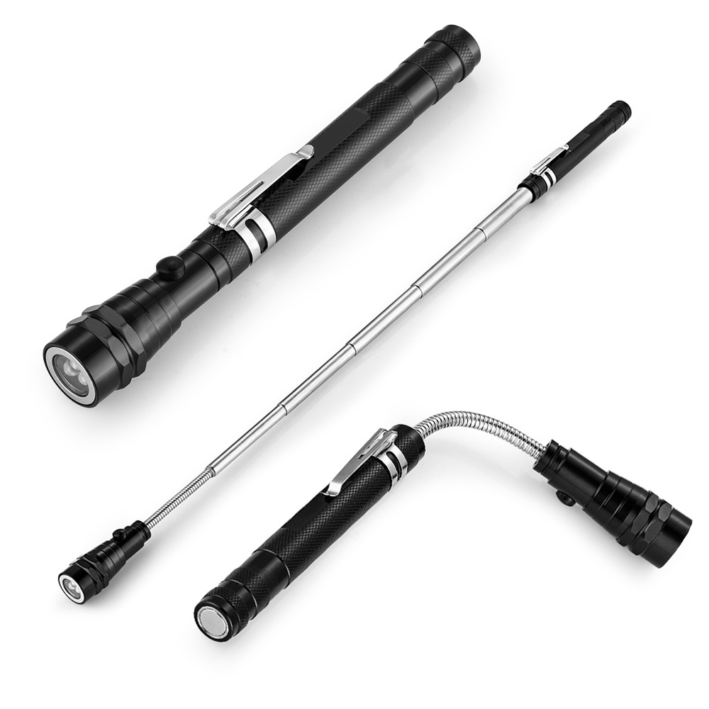 Portable pocket 3 LED Extendable Telescopic Torch flashlight With Telescopic magnetic pick up tool work lamp