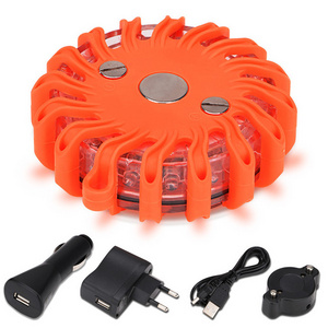 Emergency Disc Beacon LED Road Flares Rechargeable magnetic Roadside Safety Warning Light