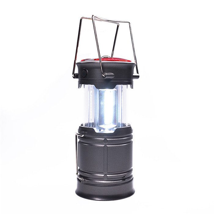 Collapsible USB Rechargeable COB LED Camping Lantern with Red warning light and Magnetic handheld Flashlights spotlight