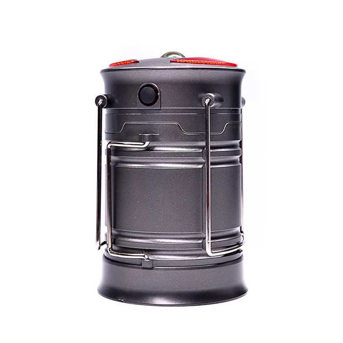 Collapsible USB Rechargeable COB LED Camping Lantern with Red warning light and Magnetic handheld Flashlights spotlight