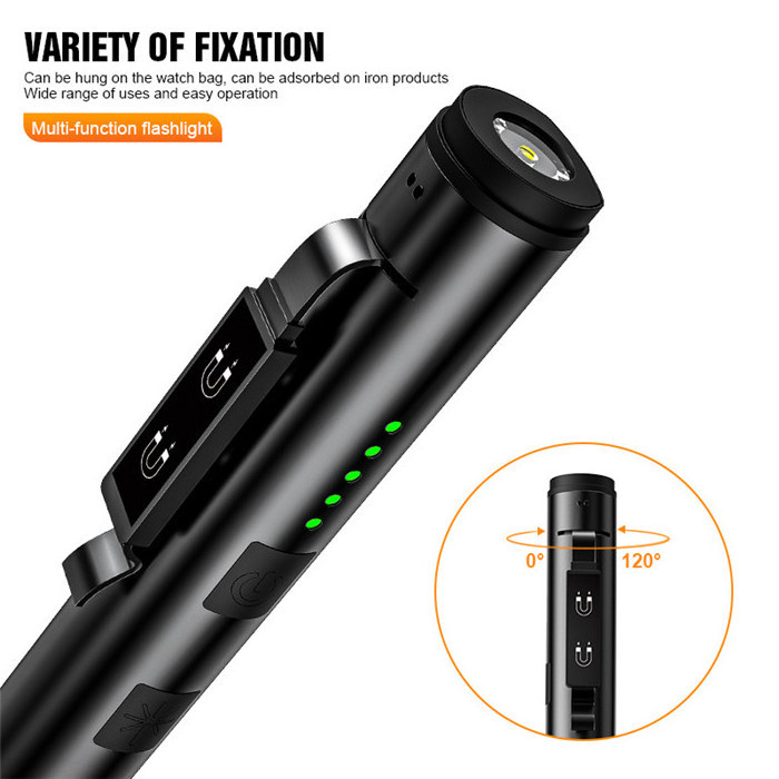 USB Rechargeable UV LED Flashlight Multifunctional Laser Pen Torch Light With Indicator Magnetic Pocket Handheld Work Light