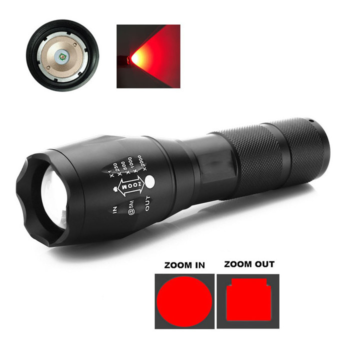 Handheld Tactical LED Weapon Gun Light USB Rechargeable Red Light Flashlight Astronomy Night Vision Hunting flashlight Torch