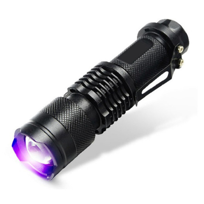 Mini Portable Zoomable 395nm UV LED Scorpion Flashlight Portable Ultraviolet Detecting Torch Light